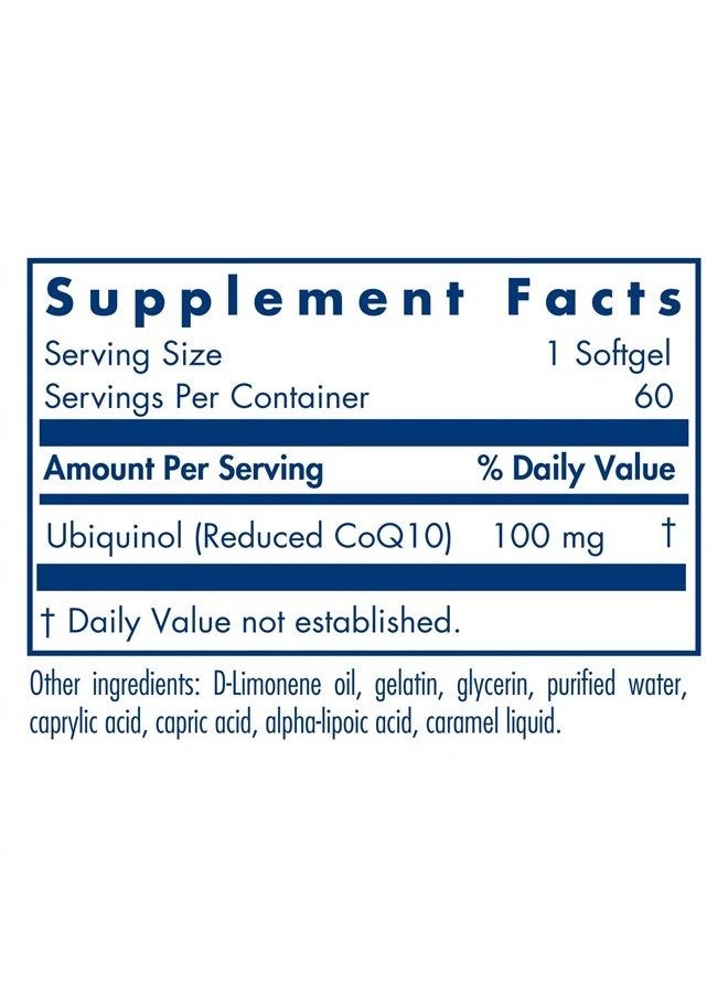 Allergy Research Group - CoQH-CF Ubiquinol - CoQ10 Antioxidant, Stable, Bioavailable - 60 Softgels - Image 1