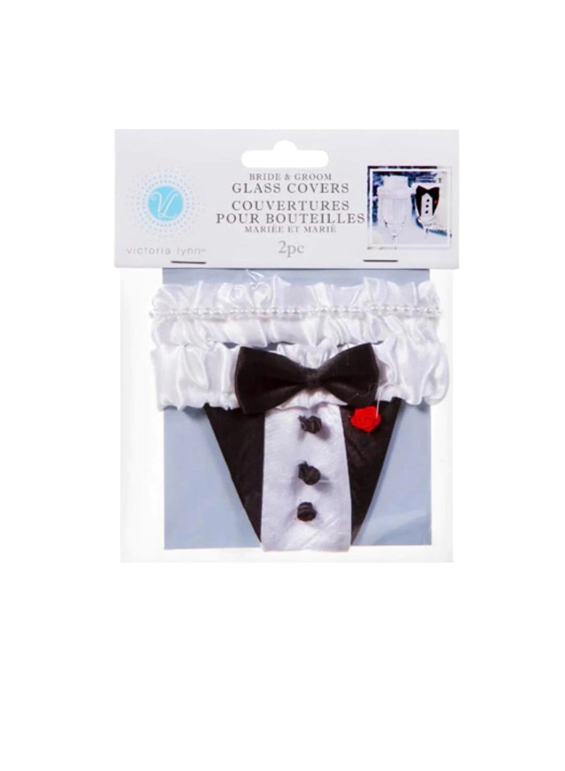 أغطية زجاج العروس والعريس 2 قطعة - Image 1