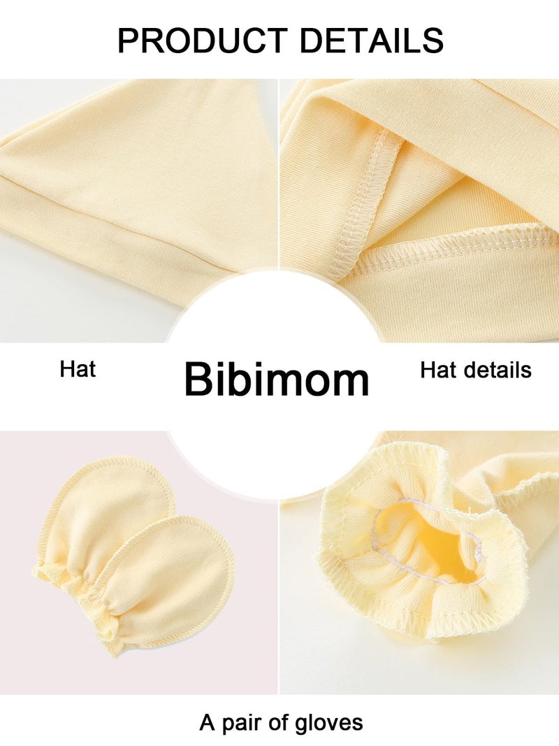 Bibimom بيبي موم تسجيل المواليد بحث ملابس أطفال محايدة للجنس أساسيات حديثي الولادة ضرورية 0-3 أشهر ملابس حديثي الولادة ملابس أولاد صفراء صيف خريف شتاء بدلة حديثي الولادة ملابس الخروج من المستشفى - Image 5