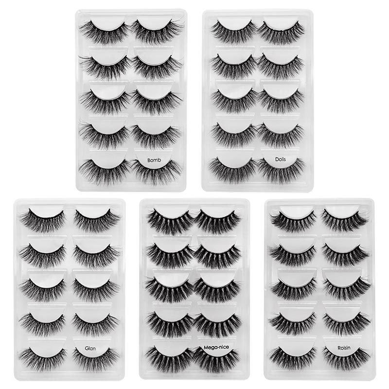 SHIDISHANGPIN 5-Pair 3D Faux Mink Fur Dense Soft False Eyelashes, Semi-Handmade - Image 2