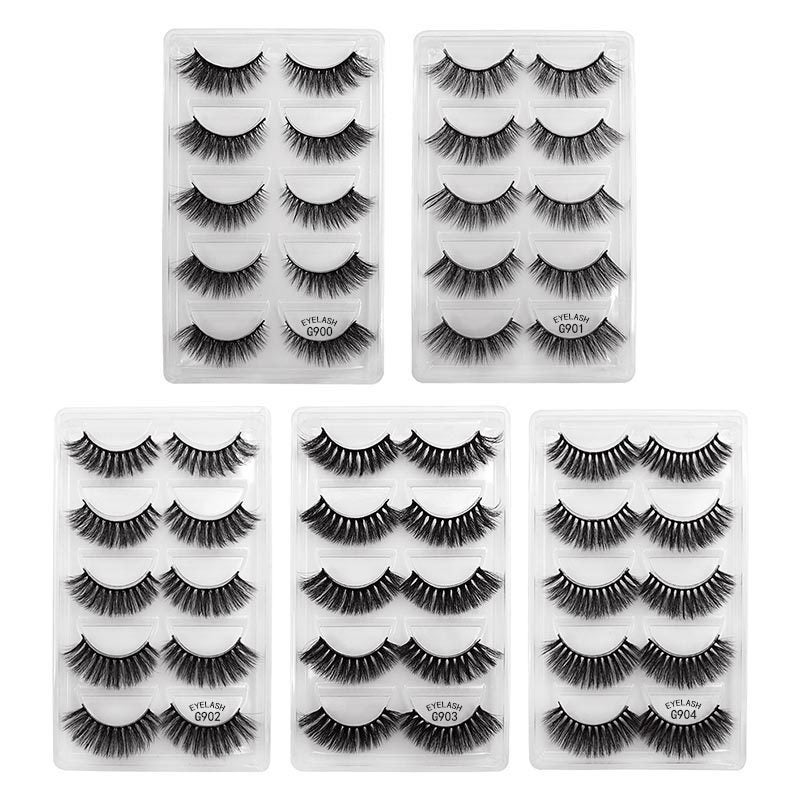 SHIDISHANGPIN 5-Pair 3D Faux Mink Fur Dense Soft False Eyelashes, Semi-Handmade - Image 1