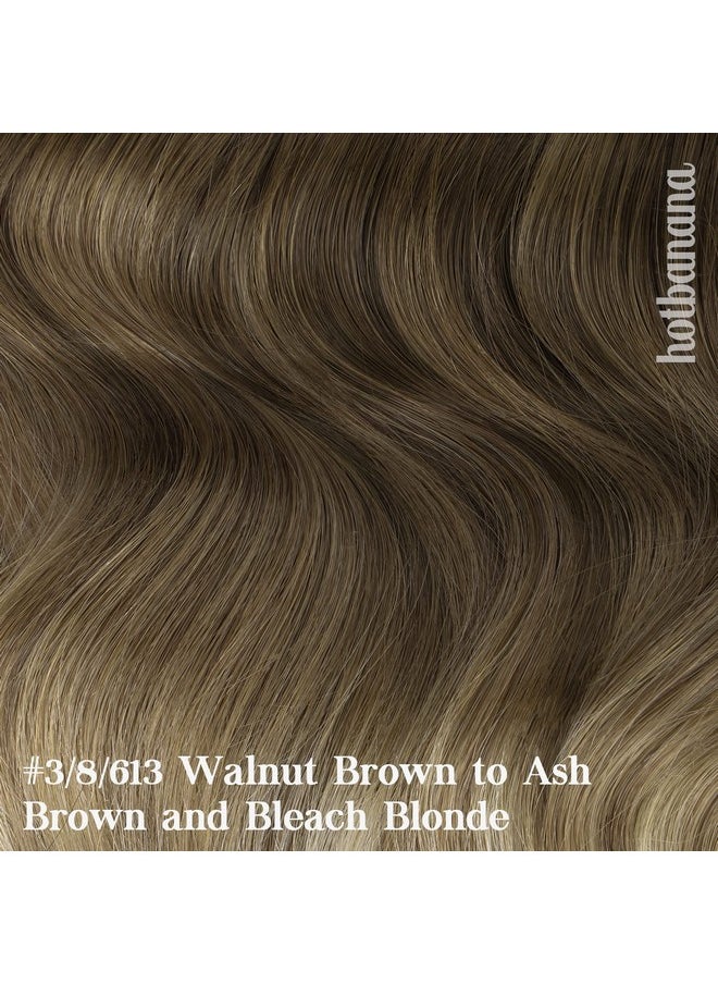 hotbanana - Clip In Hair Extensions Walnut Brown To Ash Brown And Bleach Blonde 120G Clip In Hair Extensions Real Human Hair Straight Remy Hair Clip In Hair Extensions 18 Inch 7Pcs - Image 1