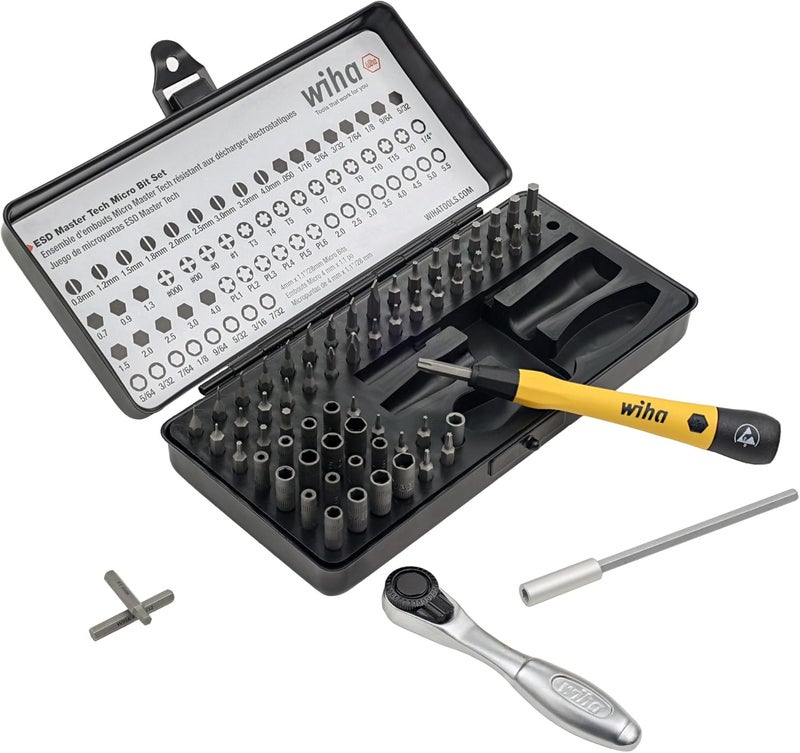 Wiha 75965 مجموعة 65 قطعة نظام 4 آمن ضد الكهرباء الساكنة فني رئيسي بمفتاح ربط ومجموعة MicroBits - Image 4