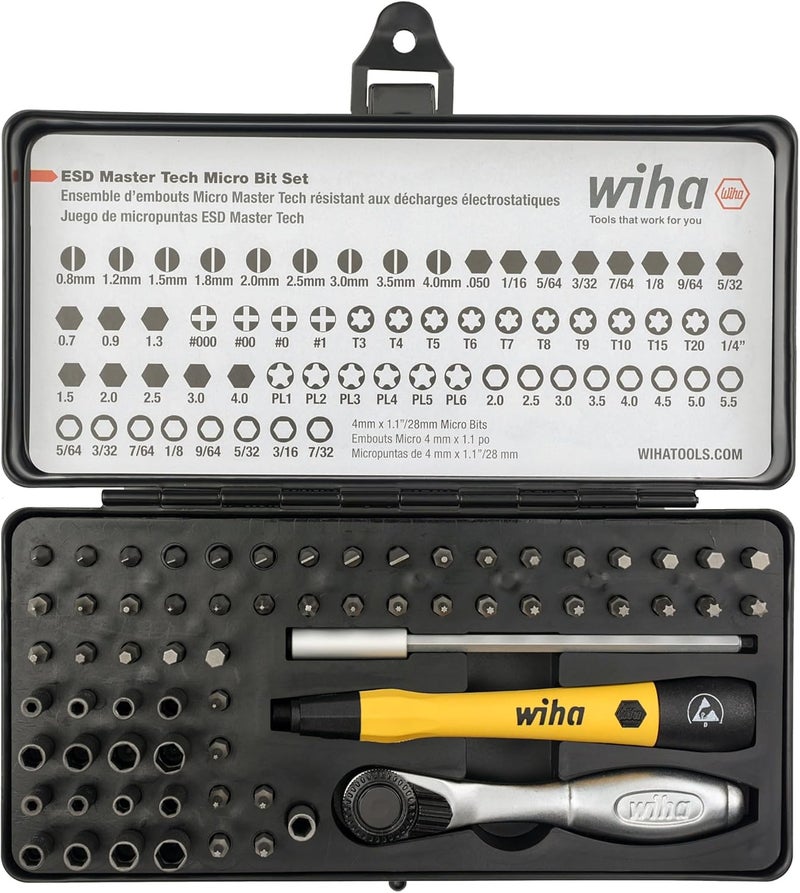 Wiha 75965 مجموعة 65 قطعة نظام 4 آمن ضد الكهرباء الساكنة فني رئيسي بمفتاح ربط ومجموعة MicroBits - Image 1
