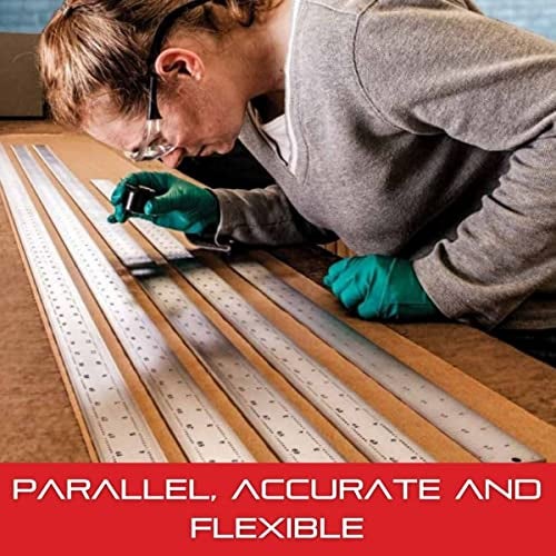 Starrett Straight Edge Aluminum Rule - Ideal for Schools, Shops, Metal Workers and Wood Workers - 24" Length, 2" Width, .081" Thickness, 1/8", 1/16" English - ASE-24 - Image 4