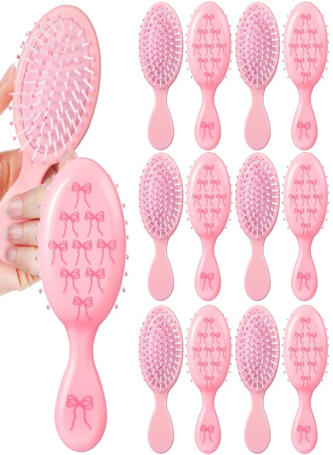 Skylety 12 Pcs Pink Coquette Hair Brush Coquette Bow Hair Brush Bulk Travel Detangling Massage Scalp Comb for Women Gifts Trendy Stuff Party Favors - Image 1