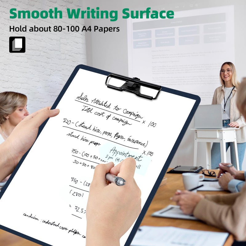 FRETONBA Blue Clipboard with Pen Holder, 2 Pack Plastic Clipboard with Low Profile Metal Clip, Hanging Clip Boards Holds 8.5x11 Inch Papers, Standard A4 Letter Size Clip Boards for Office & School - Image 4