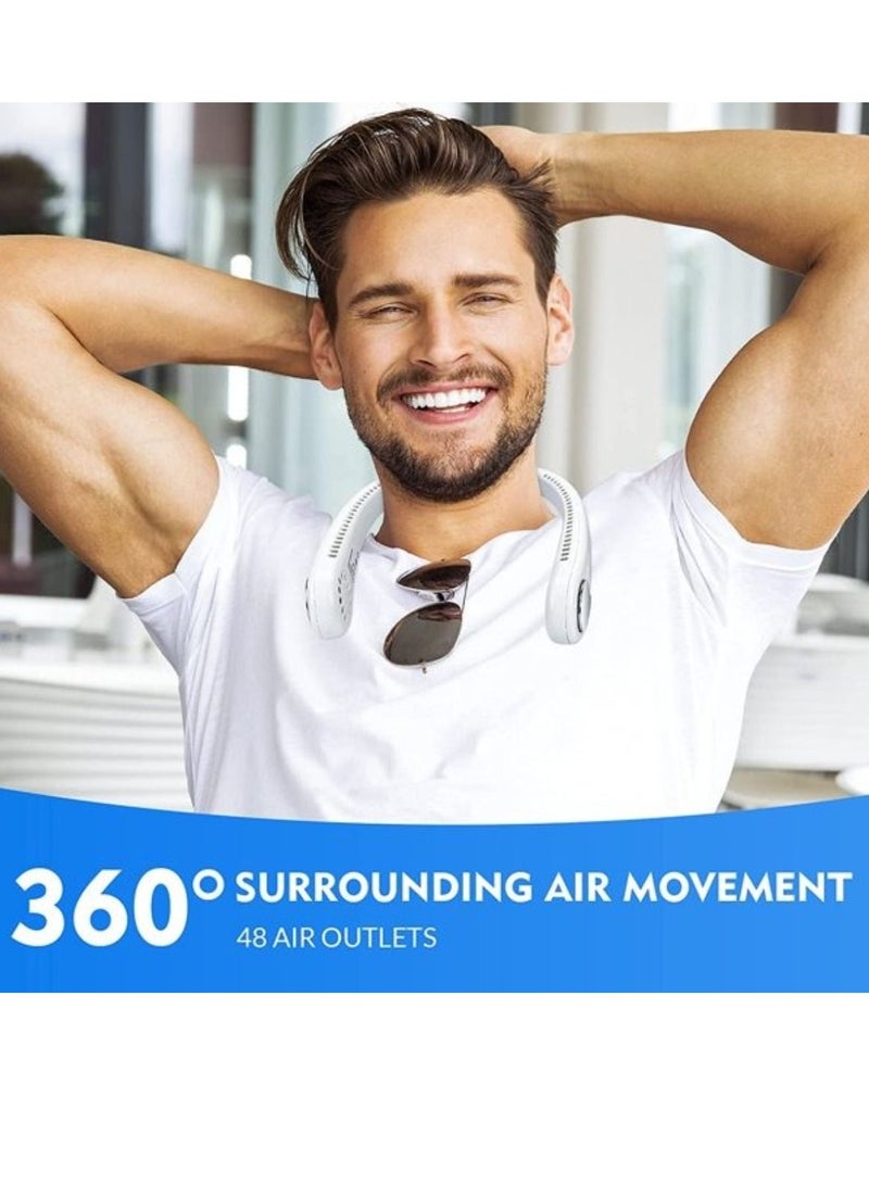 Portable Neck Fan, Wearable Personal Fan, USB Rechargeable Battery Powered Bladeless Mini Cooling Fan with 3 Speeds - Image 2