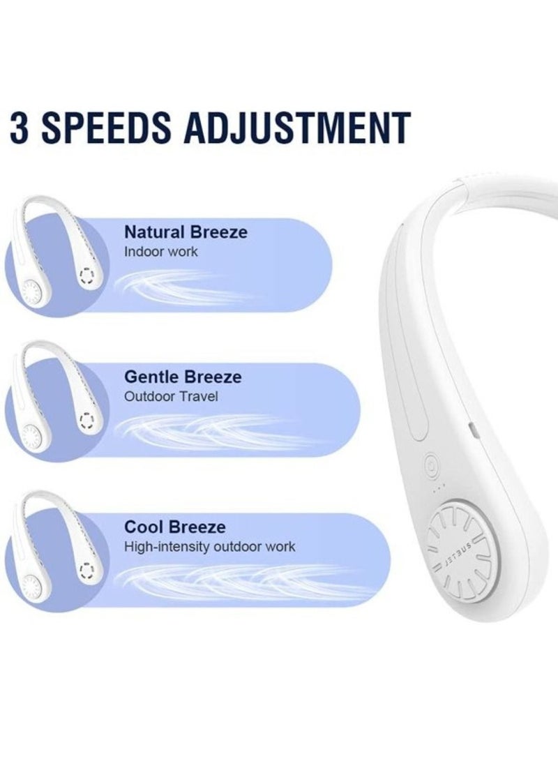 Portable Neck Fan, Wearable Personal Fan, USB Rechargeable Battery Powered Bladeless Mini Cooling Fan with 3 Speeds - Image 4
