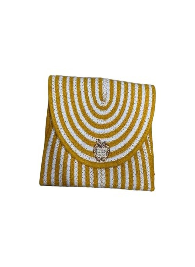 Rosslyn Jute Cotton Handicraft Casual and Stylish Handknitted Jute Handbag For Women Handheld Bags - Yellow - Image 1