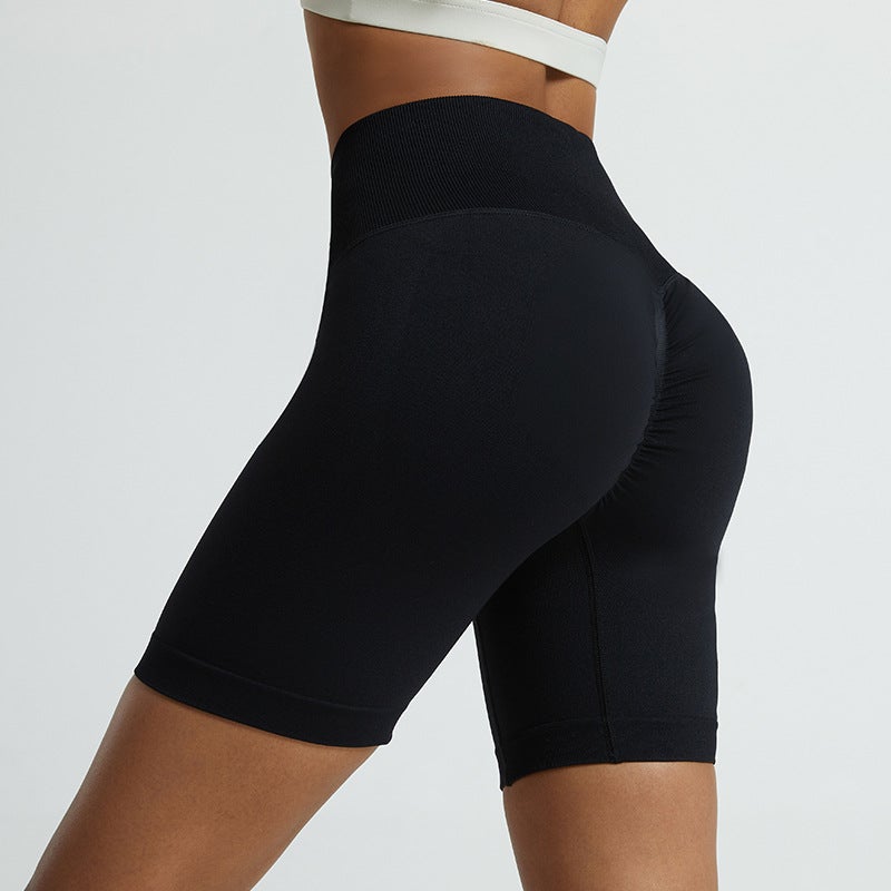 Generic Seamless High-Waist Yoga Shorts Women Quicksand powder - Image 4