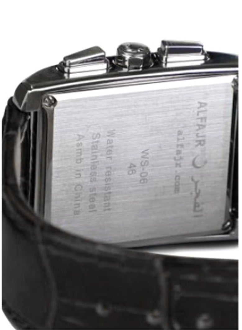 ساعة الفجر الرجالية الرقمية الجلدية المقاومة للماء WS-06L للرجال - 30 ملم - بني - Image 3