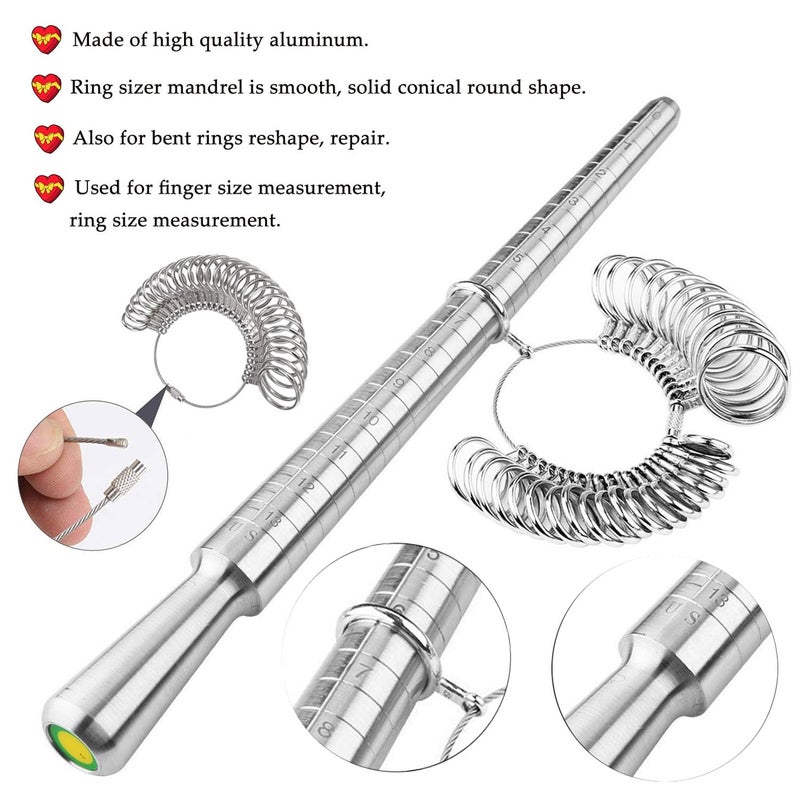 PHYHOO Ring Sizer Measuring Tool Metal Ring Mandrel Ring Measurer and Ring Sizer Women Men Ring Sizing Kit Finger Ring Size Measure Jewelry Measurement - Image 2