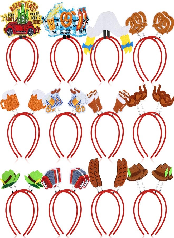 سندير مجموعة سندير من 24 قطعة من عصابات الرأس على شكل قبعات مهرجان أكتوبر، عصابات رأس بطابع البيرة، زينة رأس لمهرجان أكتوبر، زينة أكواب البيرة، إكسسوارات حفلات لمستلزمات المهرجانات، 12 نمطًا متنوعًا - Image 1