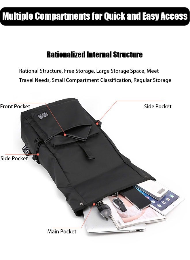 VUCATIN Laptop Backpack Business Backpak for Men Light-weight Stylish College Backpack Water-resistant Durable Travel Daily Use Leisure Bag (Black)  - Image 4