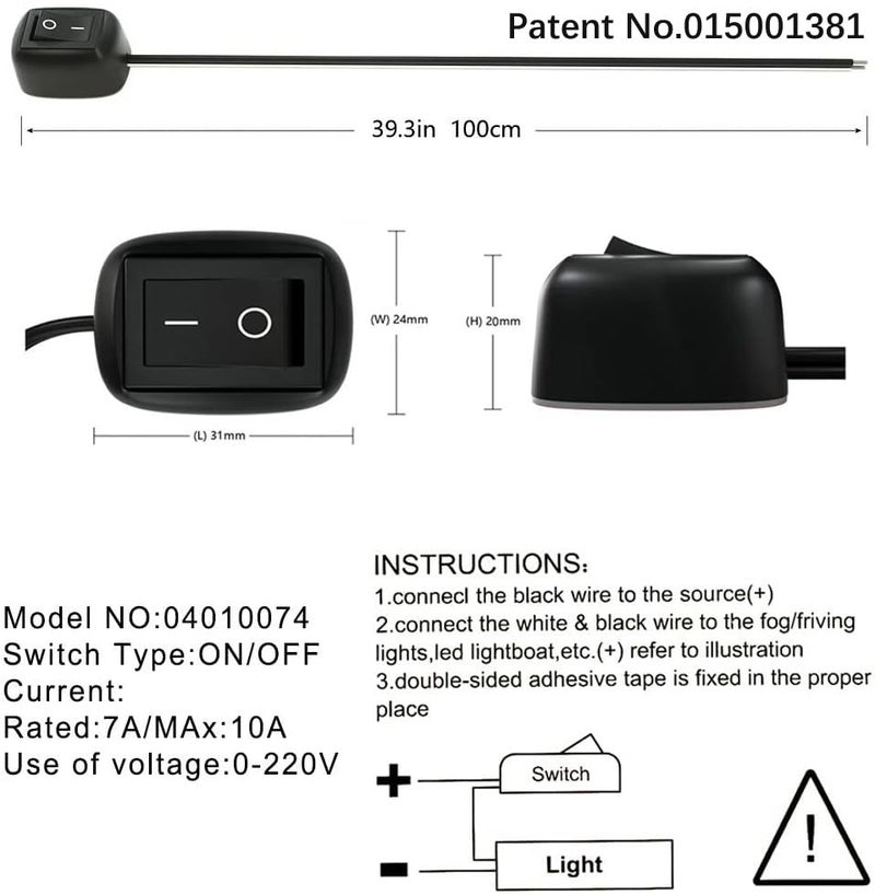 Gebildet 12V-230V SPST Button Switch with 1m Cable - Image 3