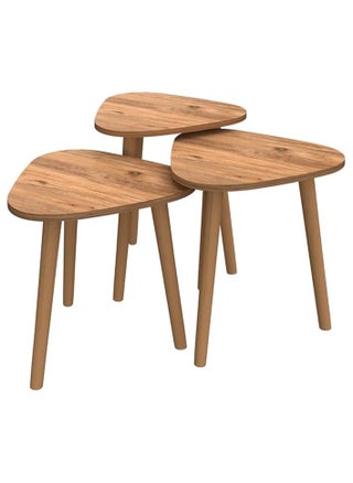 A set of three tables made from pine wood, including a round table with a wooden surface. This set is perfect for adding a touch of elegance to your living room or home office. - pzsku/ZCAAD9C259E481EB67C02Z/45/_/1717692746/0553ea70-1b45-4e27-a4d9-3c231fa2e1a6