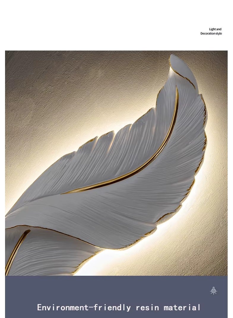 Modern Wall Mount Light LED Dimmable Wall Sconce Lighting White Elegant Feather Design 3000k-6000k LED Wall Lamp for Bedroom Living Room Hallway - Image 4