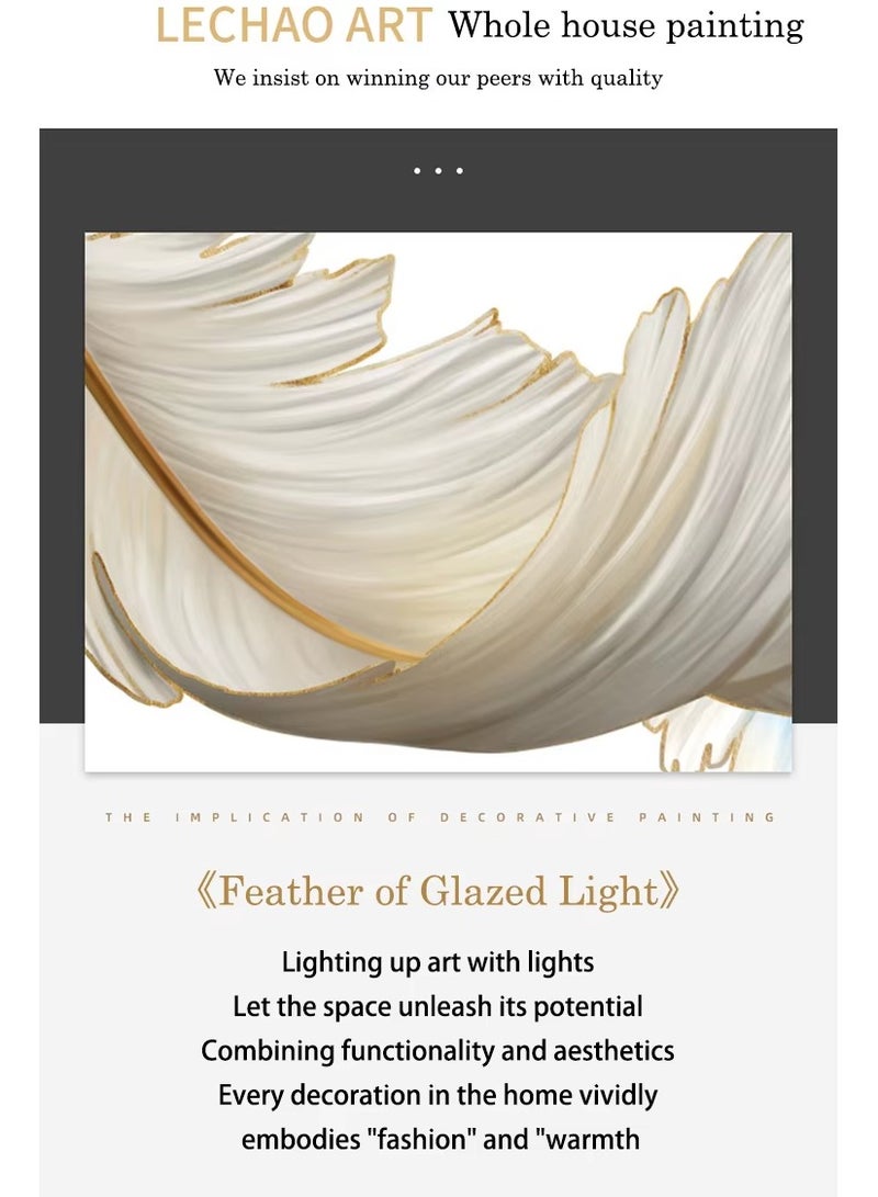 Modern Wall Mount Light LED Dimmable Wall Sconce Lighting White Elegant Feather Design 3000k-6000k LED Wall Lamp for Bedroom Living Room Hallway - Image 2