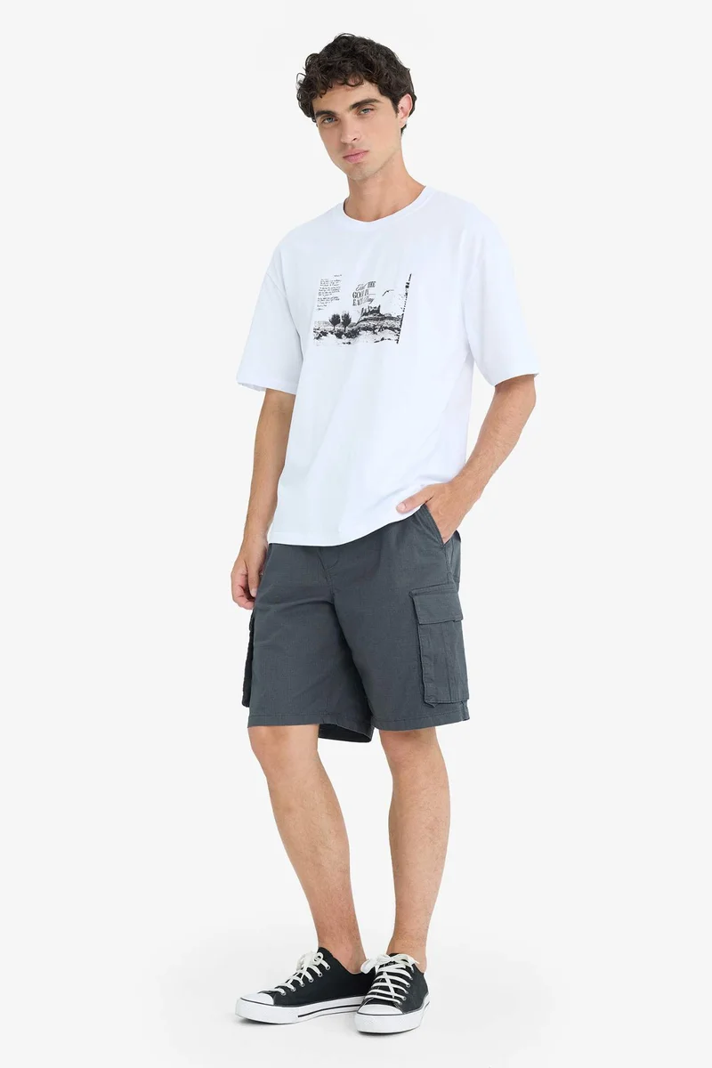 ديفاكتو Cargo Fit Gabardine Bermuda Shorts