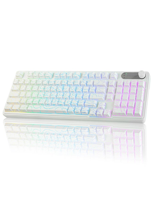 UCHUANG IP98 Big Gaming Keyboard, 95% RGB Backlit Wired Keyboard Membrane Keyboard, Side Printed Waterproof 98 Keys Quite Keyboards with Number Pad Quick Response PBT Keycaps for Windows/MacOS/Android PC Gamers - White - Image 1