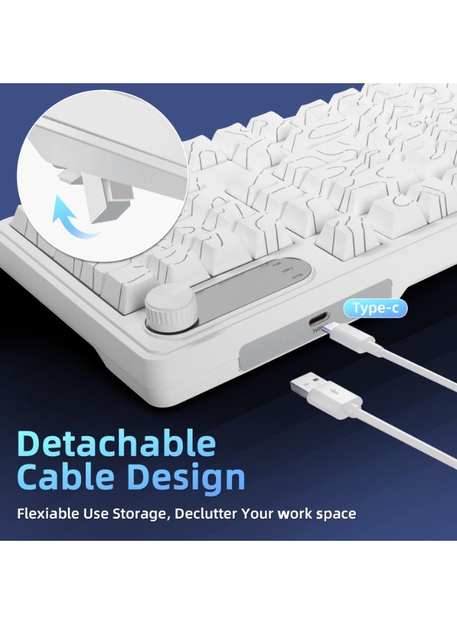 UCHUANG IP98 Big Gaming Keyboard, 95% RGB Backlit Wired Keyboard Membrane Keyboard, Side Printed Waterproof 98 Keys Quite Keyboards with Number Pad Quick Response PBT Keycaps for Windows/MacOS/Android PC Gamers - White - Image 5
