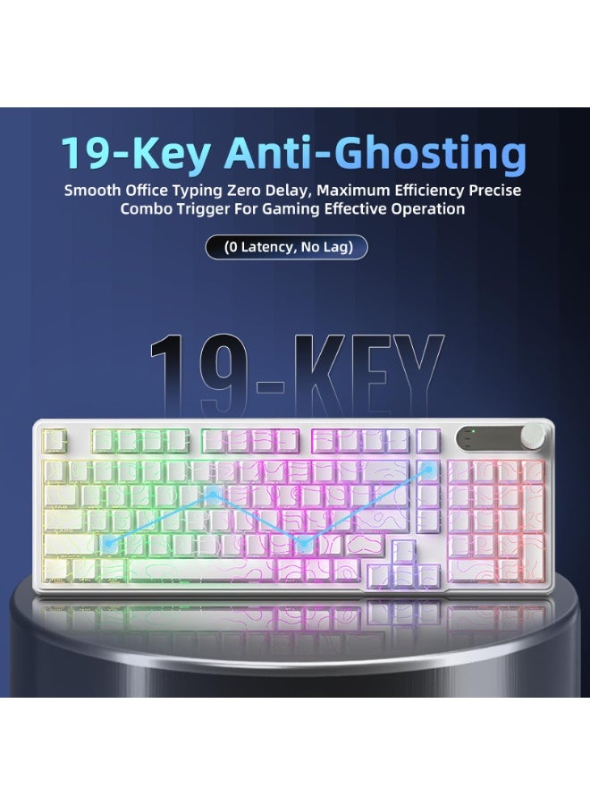 UCHUANG IP98 Big Gaming Keyboard, 95% RGB Backlit Wired Keyboard Membrane Keyboard, Side Printed Waterproof 98 Keys Quite Keyboards with Number Pad Quick Response PBT Keycaps for Windows/MacOS/Android PC Gamers - White - Image 2