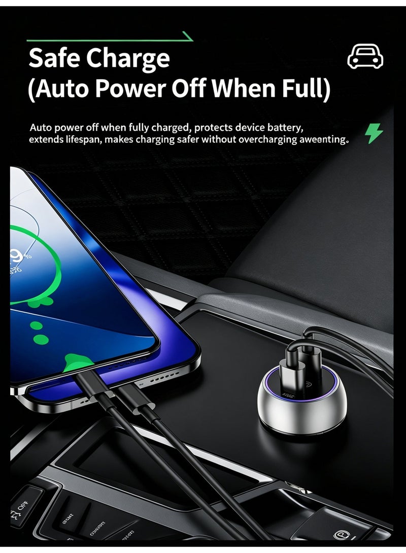 WEKOME 60W Dual USB-C Fast Car Charger, Transparent Shell Exclusive Mold, Multi-Protection Universal Car Power Adapter for Smartphones - Image 5