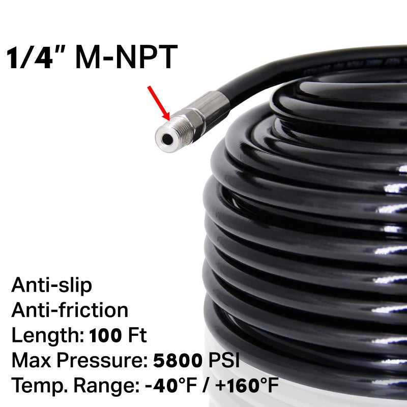 Twinkle Star Sewer Jetter Kit for Pressure Washer -100 ft Hose, 1/4 Inch NPT, Drain Cleaning Hose, Button Nose & Rotating Sewer Jetting Nozzle, Orifice 4.0, 4.5, 5.5, 5800 PSI - Image 3