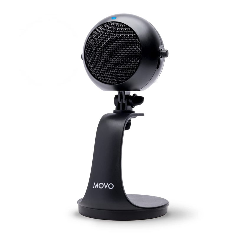 Movo WebMic USB Microphone with Desktop Stand in Black- Cardioid Condenser Computer Microphone for PC and Mac with Mic Gain, Headphone Monitoring- for Gaming, Podcast, Streaming, Video Conferencing - Image 1