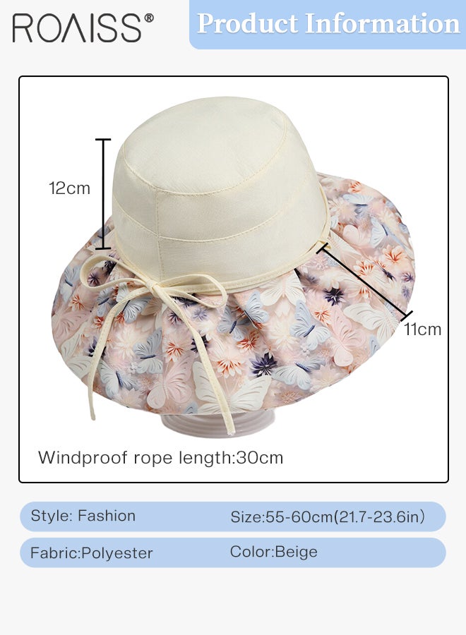 roaiss Women's Lightweight Breathable Butterfly Bucket Hat, Wraparound Wide Brim Sun Hat, Summer Fashion Beach Outdoor Cap, Suitable for Gardening, Fishing, Traveling - Image 2