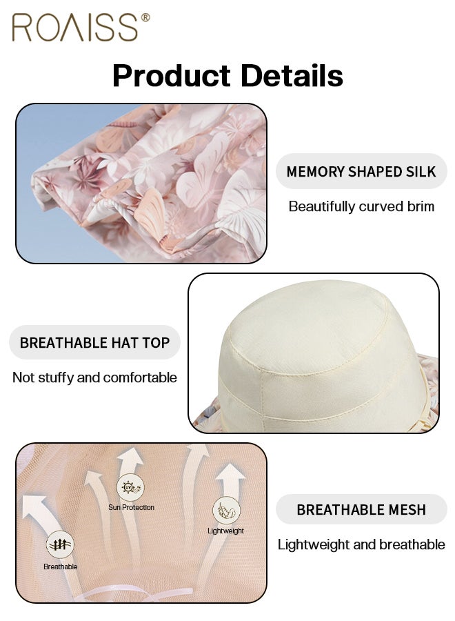 roaiss Women's Lightweight Breathable Butterfly Bucket Hat, Wraparound Wide Brim Sun Hat, Summer Fashion Beach Outdoor Cap, Suitable for Gardening, Fishing, Traveling - Image 5