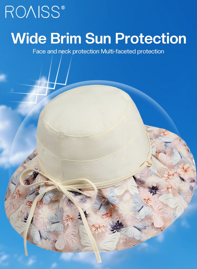 roaiss Women's Lightweight Breathable Butterfly Bucket Hat, Wraparound Wide Brim Sun Hat, Summer Fashion Beach Outdoor Cap, Suitable for Gardening, Fishing, Traveling - Image 4