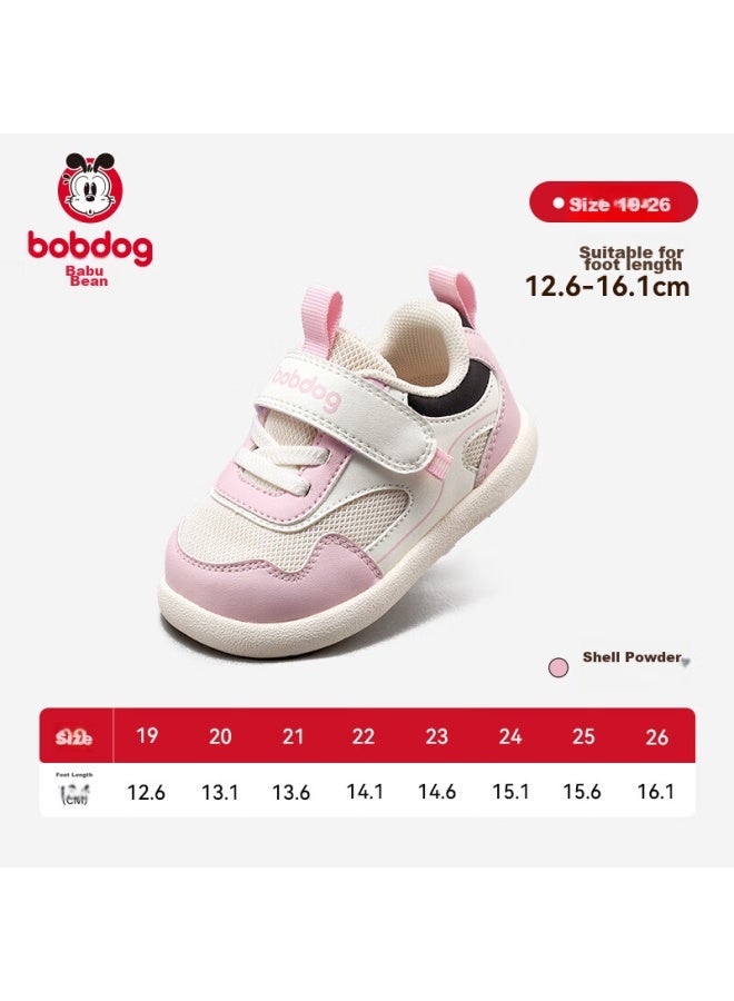 Babu Bean Babbudou Baby Walking Shoes Spring Style, Soft Sole, Non-slip, Breathable Mesh, Functional Shoes For Boys And Girls, Shell Pink, Size 26 - Image 1