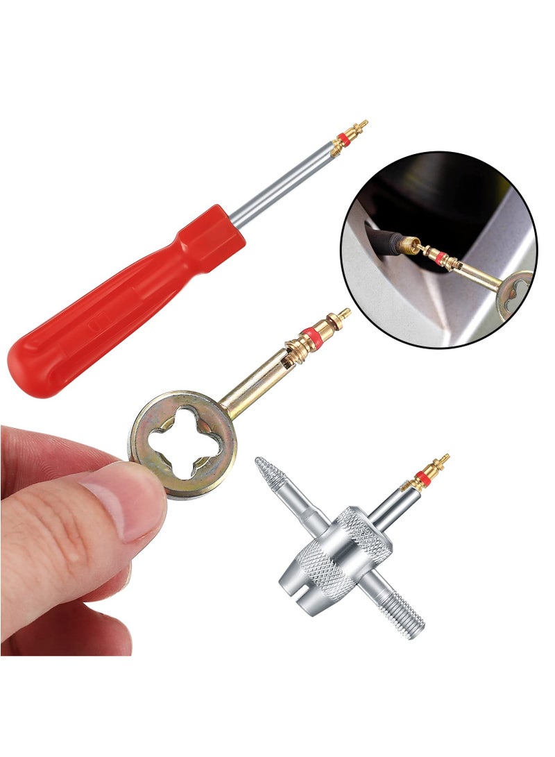 SYOSI 33PCS Tyre Valve Core Tool Kit, Valve Core Remover Tools Including 20pcs Valve Cores 10pcs Valve Caps 1pc Single Head Valve Core Remover 1pc Dual Head Valve Tool 1pc 4 Way Valve Tool - Image 3