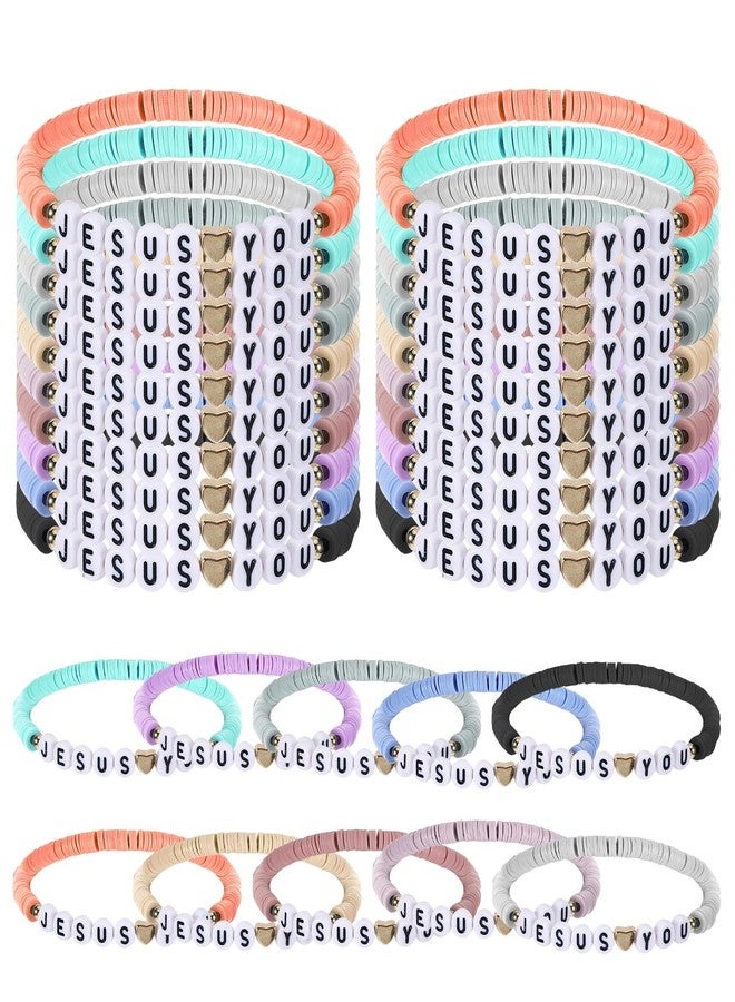 Jaarssho 30Pcs Wwjd Jesus Loves You Bracelets Bulk Set, Handmade Beaded Friendship Bracelets with Religious Message, Colorful Faith Wristbands for Church Event, Party Favors Bible Group Daily Inspiration - Image 1