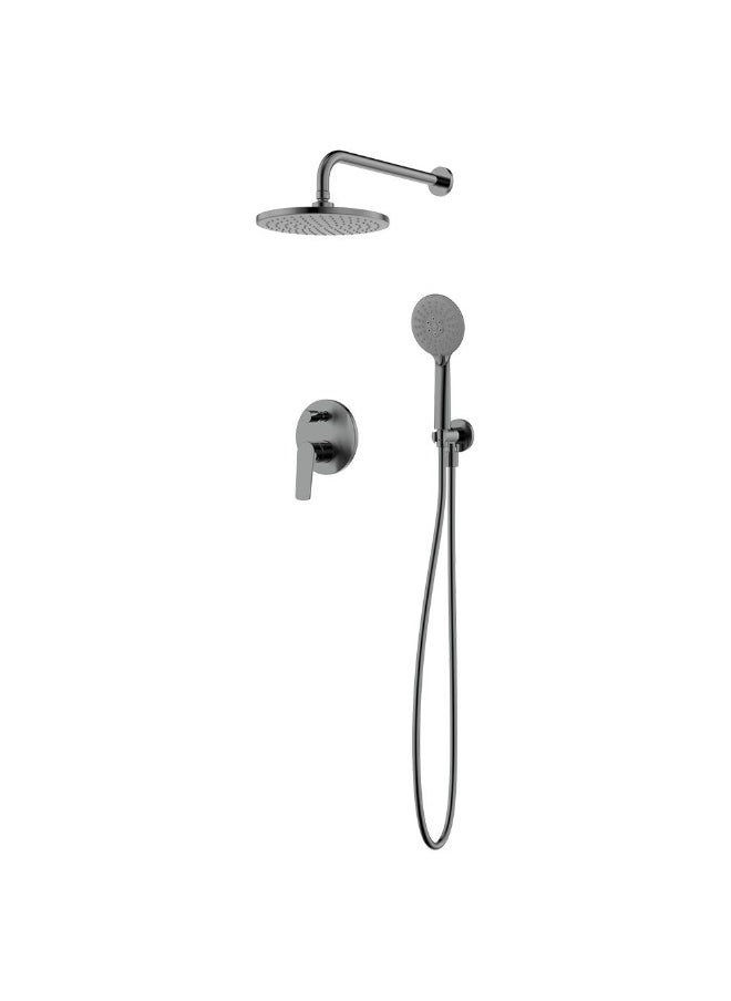 DANUBE HOME Milano Plus Brown 2 Way Concealed Bath Mixer Overhead & Hand Shower - Matt Grey Wall-Mounted Rainfall & Handheld Shower Brass Shower Faucet Bathroom Concealed Shower System - (40X22.9) Cm  - Image 1