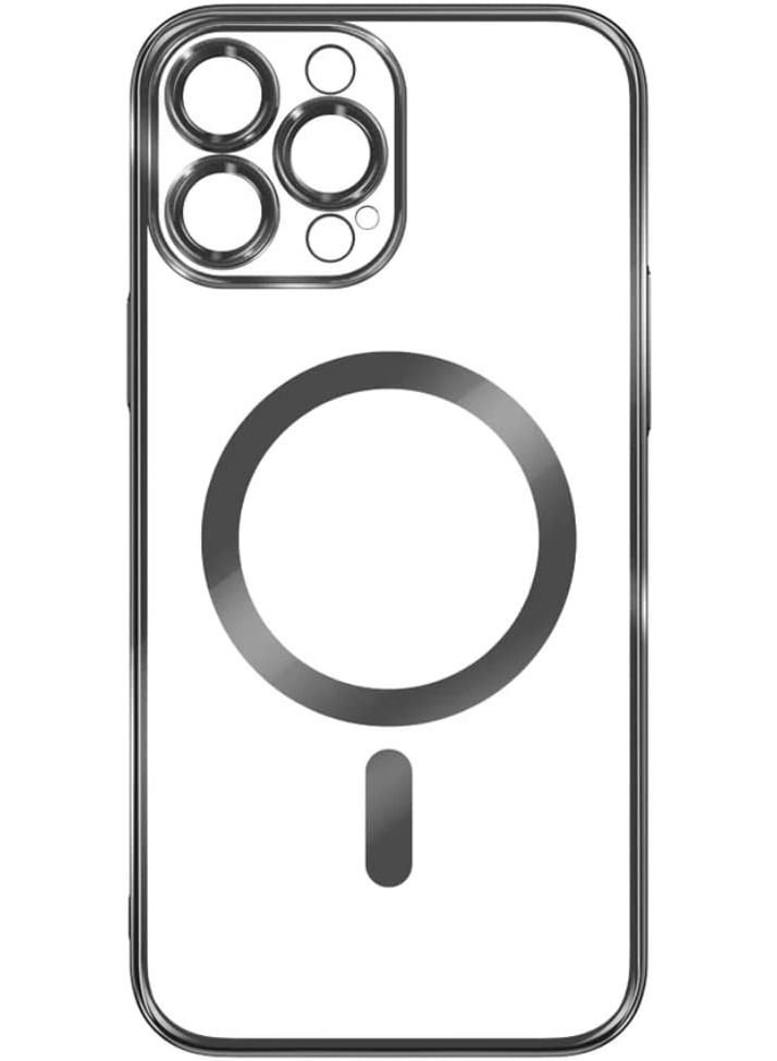 غطاء شحن لاسلكي مغناطيسي شفاف فاخر متوافق مع آيفون 14 برو|14 برو ماكس حواف سيليكون ناعمة فائقة النحافة واقي TPU PC هجين (أسود برو) - Image 1