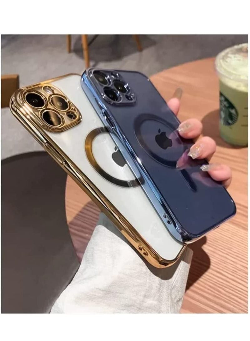 غطاء شحن لاسلكي مغناطيسي شفاف فاخر متوافق مع آيفون 14 برو|14 برو ماكس حواف سيليكون ناعمة فائقة النحافة واقي TPU PC هجين (أسود برو) - Image 2