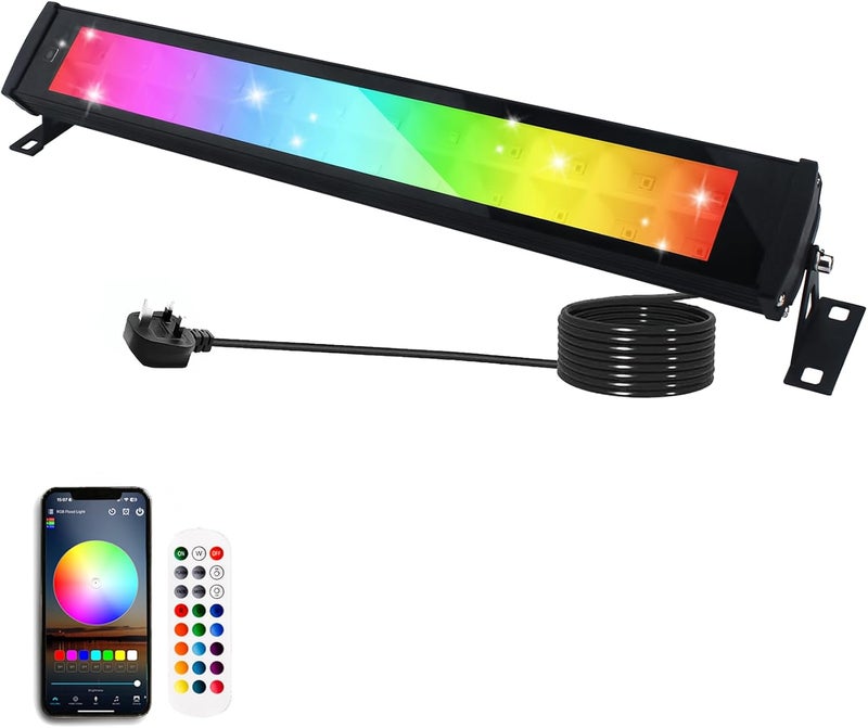 Indmird Lightweight RGB Flood Light 50W, RGB Led Floodlight Outdoor with 360° Remote Control and Bluetooth APP LED Wallwasher IP66 Waterproof RGB Spotlight Party Light for Disco Stage Garden Halloween Cost effective upgraded craftsmanship - Image 1