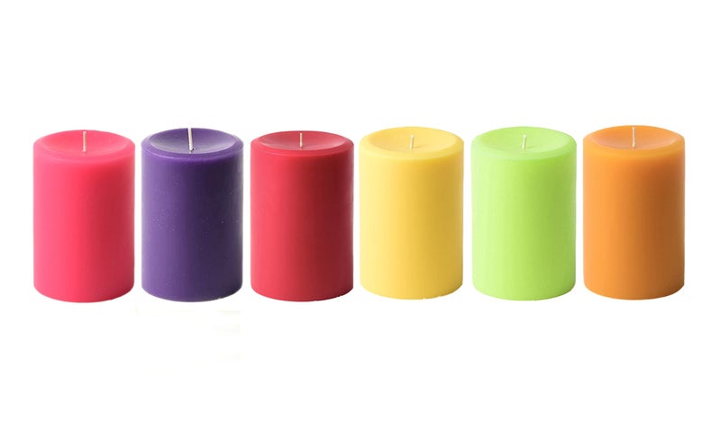 atorakushon® Smokeless Scented Paraffin Wax Multi Colour Round Pillar Candles Decoration for Party,Birthday Party,Dinner Table, Living Room Pack of 6 - Image 2
