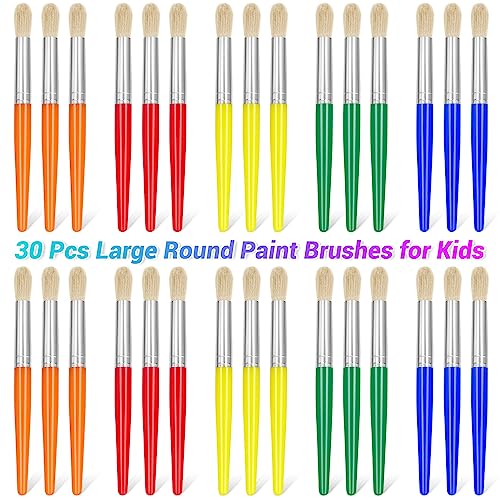 anezus 30Pcs Paint Brushes Anezus Round Paint Brushes for Kids Classroom Toddlers Paint Brush Set for Touch Up Preschool Daycare Washable Acrylic Paint Pumpkin Painting - Image 1