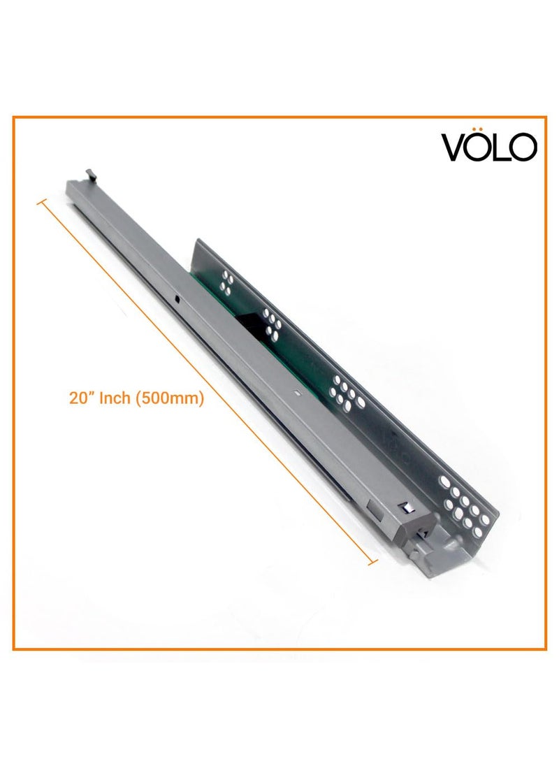 Volo - Volo Quadro Drawer Slide Silent Soft Closing Hydraulic Channel with Locking Device Heavy Duty undermount Drawer Slide Weight Capacity 40kg 20 inch 500mm - Image 1
