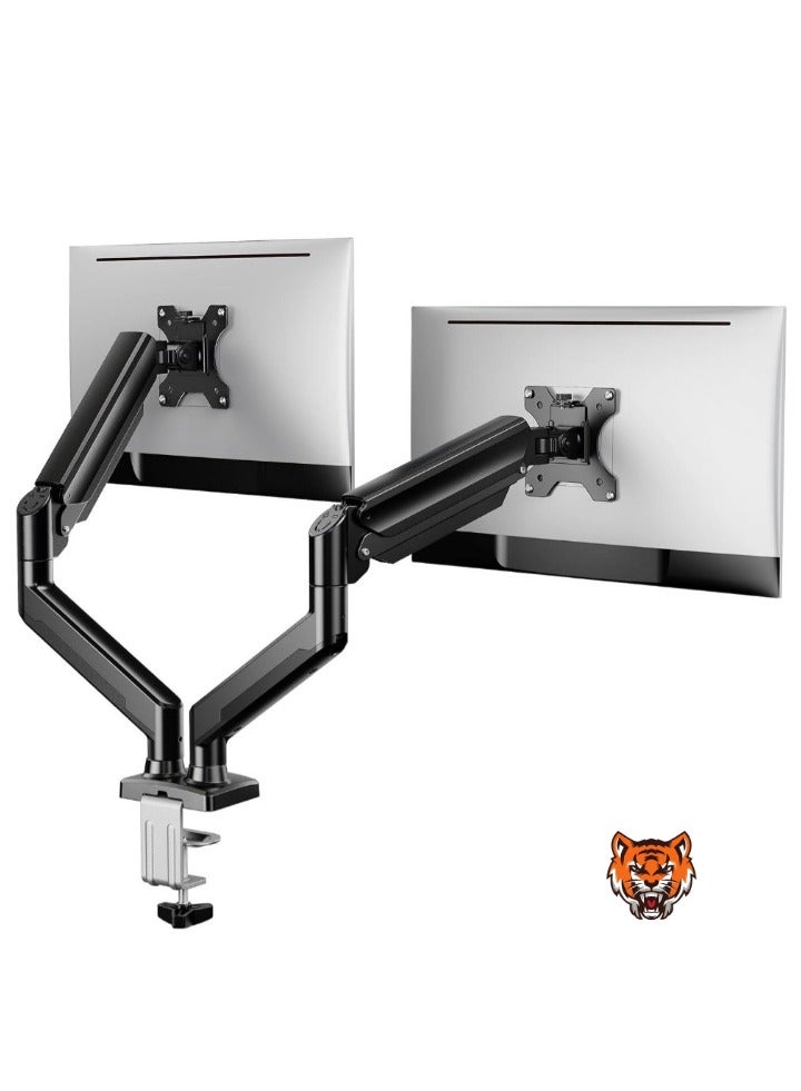 TIGER Dual Monitor Stand for up to 32-inch Screens – Max 22 lbs Load-Bearing per Arm, Adjustable Dual Monitor Mount, Sturdy Steel VESA Mount with Stable VESA 75x75/100x100mm  - Image 1
