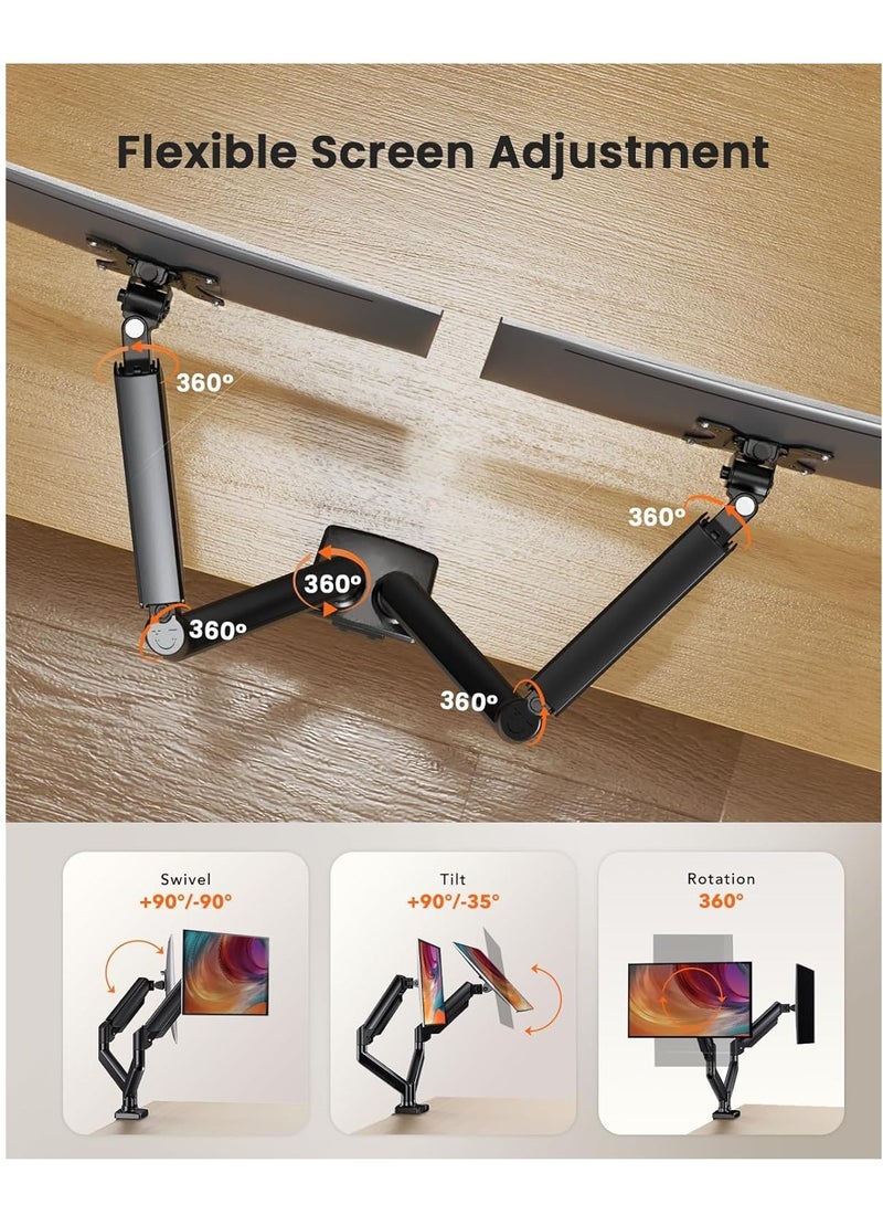 TIGER Dual Monitor Stand for up to 32-inch Screens – Max 22 lbs Load-Bearing per Arm, Adjustable Dual Monitor Mount, Sturdy Steel VESA Mount with Stable VESA 75x75/100x100mm  - Image 4
