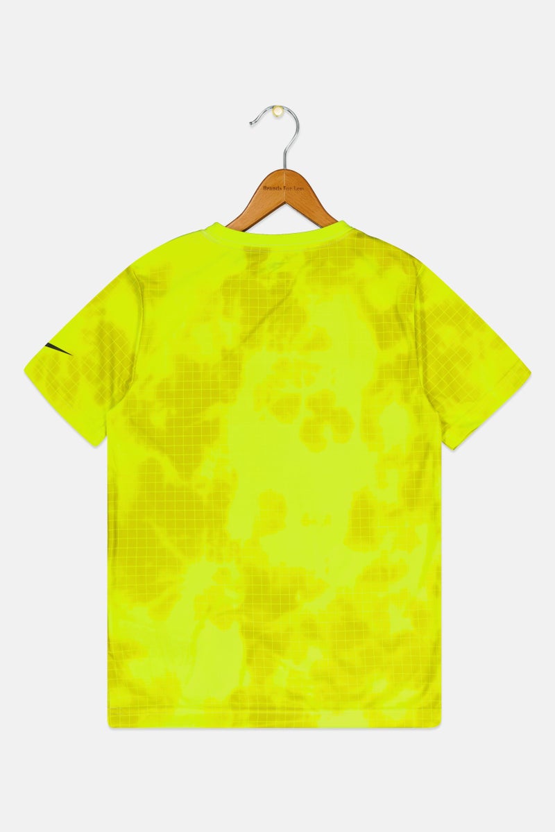 Nike 3Brand by Russell Wilson Kids Boy Brand Logo Short Sleeve Football Jersey, Neon Green - Image 3