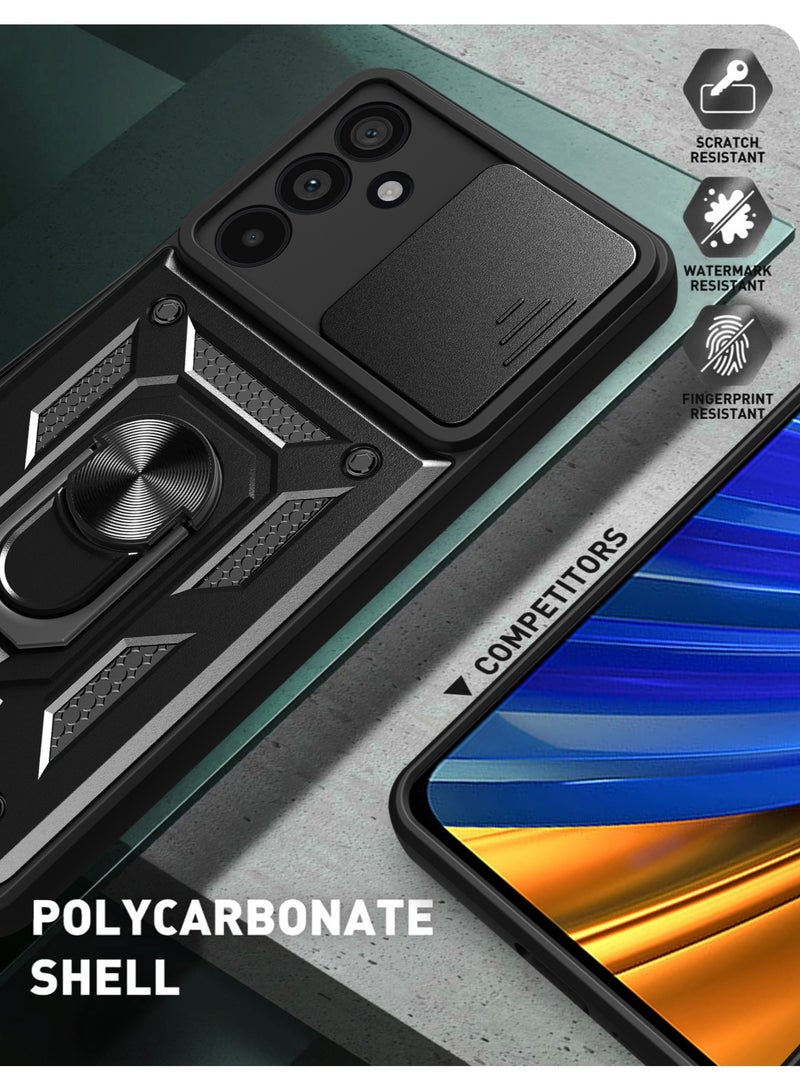 general Compatible Samsung M55 Case with Sliding Camera Cover Heavy Duty Military Grade Shock Resistant Magnetic Ring Mount Bracket Case - Image 4