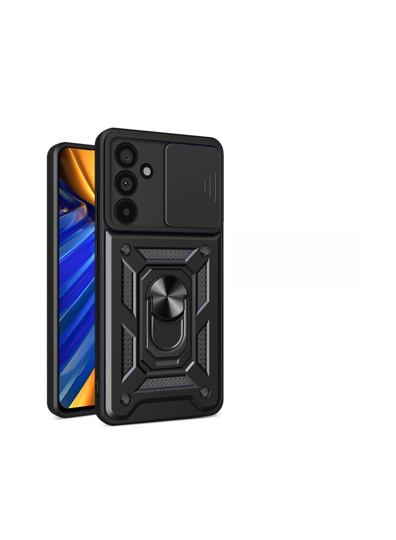 general Compatible Samsung M55 Case with Sliding Camera Cover Heavy Duty Military Grade Shock Resistant Magnetic Ring Mount Bracket Case - Image 1