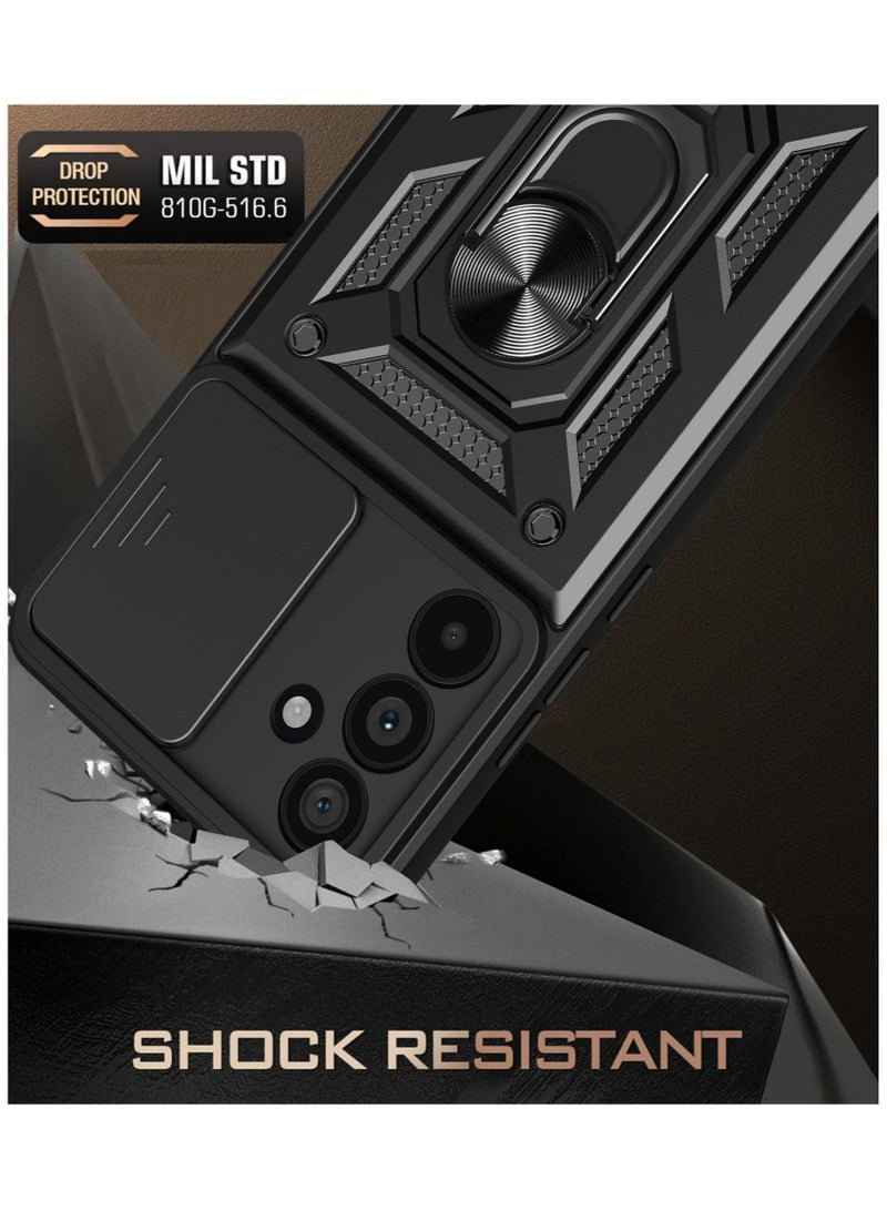 general Compatible Samsung M55 Case with Sliding Camera Cover Heavy Duty Military Grade Shock Resistant Magnetic Ring Mount Bracket Case - Image 2