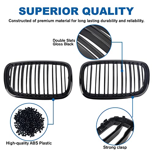 BILLDIO Front Bumper Kidney Grille Grill Glossy Black Compatible with 2007-2014 BMW X5 E70 X6 E71 Dual Slat Double Line - Image 3